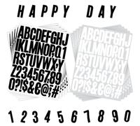 NISENTIA Letras adhesivas, 400 unidades/8 hojas de letras adhesivas de 5 cm, resistentes a la intemperie, color blanco y negro, autoadhesivas, letras de vinilo, números, pegatinas grandes para buzón