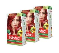 Nisha - Tinte de pelo para hombre y mujer, color crema, color rojo llama, larga duración, 100 % de cobertura de canas, color rojo