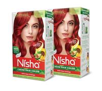 Nisha Tinte permanente para el cabello en crema con reflejos permanentes de moda (60 g + 90 ml cada paquete), rojo llama (paquete de 2)