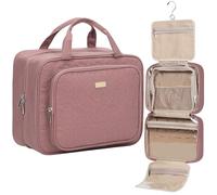 NISHEL - Neceser de aseo de gran tamaño para mujer, organizador de artículos esenciales de viaje, estuche de maquillaje colgante para accesorios, cosméticos, artículos de cambiador, Rosewood-Pink,