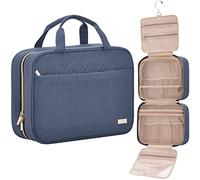 NISHEL Neceser de Viaje para Mujer, Organizador Colgante portátil para champús, acondicionadores, Juego de brochas en tamaño Completo y Accesorios de tamaño de Viaje, Azul Egeo, L, Diseño Elegante