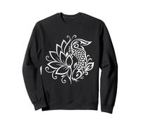 Nishikigoi - Pez Floral Medio Loto Tribal Blanco Ornamental Sudadera