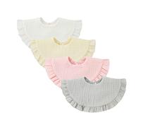 Nishine 4 piezas Unisex bebé muselina Bandana Drool baberos 360 grados giratorio algodón dentición alimentación Baberos babeo para niño niña (Blanco)