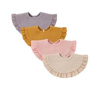 Nishine 4 piezas Unisex bebé muselina Bandana Drool baberos 360 grados giratorio algodón dentición alimentación Baberos babeo para niño niña (Amarillo)
