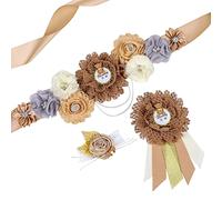 Nishine Cinturón de maternidad hecho a mano de marfil con insignia Set mujeres embarazadas Waisband cinturón mamá para ser Fotografía, Caqui