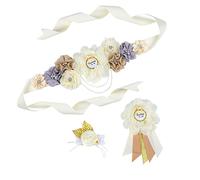 Nishine Cinturón de maternidad hecho a mano de marfil con insignia Set mujeres embarazadas Waisband cinturón mamá para ser Fotografía, Ivory