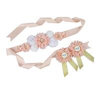 Nishine Cinturón de maternidad rosa con flores para embarazo, cinturón de embarazo para mamá para ser baby shower, niñas dama de honor cinturón, Melocotón, Normal
