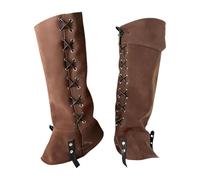 Nishiyuenyi 2 Piezas Cubiertas de Botas Pirata PU Protector Medieval Gaiteras Steampunk Leg Guards Estilo Caballero Adecuadas para Recreación Histórica, Caqui
