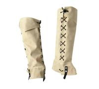 Nishiyuenyi 2 Piezas Cubiertas de Botas Pirata PU Protector Medieval Gaiteras Steampunk Leg Guards Estilo Caballero Adecuadas para Recreación Histórica, Beige