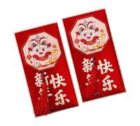 Nishiyuenyi 2 Piezas Sobres Rojos Envoltorios Dinero Carta Cartón Creativo para Entregar Regalos Tradición Chino Adecuado para año Cumpleaños Bodas, Feliz año Nuevo