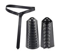 Nishiyuenyi 3 Piezas Cinturón Medieval Caballero Disfraz Brazaletes Pulseras PU Cuero Artesanal Complementos Clásicos Apropiado para Carnaval Fiesta, Negro