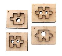 Nishiyuenyi 4 Piezas Troquel de Corte para Cuero con Base de Madera Troqueladora de Acero Molde Regla Plantilla Tipo Rompecabezas con Japonesa y Uso con