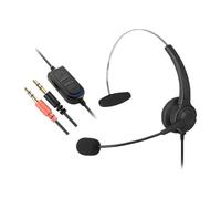 Nishiyuenyi Auricular Teléfono con Micrófono Cómodo Banda Ajustable Material PP Resistente Almohadillas Suaves Adecuado para Oficina Atención Centros D, Ajuste Dual de 3.5 Mm, Computadora