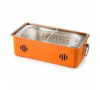 Nishiyuenyi Barbacoa Carbón Estilo para 3-5, Parrilla Mesa Acero Inoxidable para Jardín y Exterior, Naranja Hermès, 31 * 16