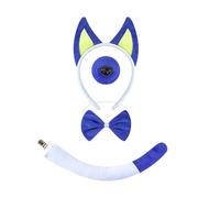 Nishiyuenyi Disfraz de Animal Set de Orejas de Perro Diadema Nariz Lazo Cola Material de Poliéster Adecuado para Fiesta Temática Cosplay Disfraces Regalo, Azul