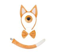 Nishiyuenyi Disfraz de Animal Set de Orejas de Perro Diadema Nariz Lazo Cola Material de Poliéster Adecuado para Fiesta Temática Cosplay Disfraces Regalo, MarrÓn