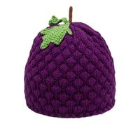 Nishiyuenyi Gorro de Punto Estilo Y2k para Mujer con Diseño de Frutas Hecho a Mano de Hilo Suave Y Elástico Adecuado para Estudiantes Atuendos Casuales Y Reunion, Sombrero de Uva Morada, universal