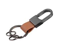 Nishiyuenyi Llavero Car Clip Universal para Portallaves de Coche PU Y Anillo Metálico Antiextravio Cierre Seguro Adecuado para Conductores Familiares Am, MARRÓN