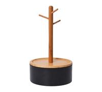 Nishiyuenyi Organizador de Joyas Almacenamiento Vertical Soporte para Anillos Colgador de Collares Y Exhibidor de Pendientes con Diseño de para Mesa, Negro, universal
