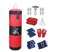 Nishiyuenyi Saco de Boxeo de PU, Saco de Arena Colgante sin Relleno para Gimnasio en casa, Artes Marciales, Taekwondo, Muay Thai, Kickboxing, Rojo 100cm