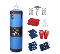 Nishiyuenyi Saco de Boxeo de PU, Saco de Arena Colgante sin Relleno para Gimnasio en casa, Artes Marciales, Taekwondo, Muay Thai, Kickboxing, Azul 100cm