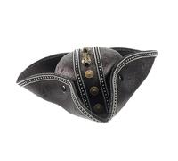 Nishiyuenyi Sombrero Pirata Retro de bucaneros de Cuero sintético para Adultos, Fiestas Elegantes, Hombres y Mujeres, Negro