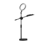 Nishiyuenyi Soporte de Teléfono Trípode para Mesa Sostenedor Giratorio Anillo de Luz Brazo Ajustable Material Metálico Adecuado para Maquillaje Fotografía, Elevable