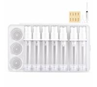 Nishiyuenyi Viaje con Bomba Vacío Recargables para Cosméticos y Artículos Tocador, 7 boquillas de Pato + 3 Botes de Crema de 5g (10 Piezas), 10ml