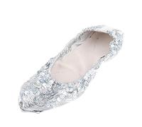 Nishiyuenyi Zapatos de Baile para Danza Del Vientre con Suela Resistente Al Desgaste Corte de Malla Y Pu Decorados con Lentejuelas Relucientes para Bailes Y, Plata, M