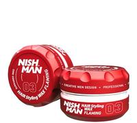 NISHMAN Cera de Peinado para Hombres 03 - Flaming 150g - Aroma a Mango - Acabado de Brillo Natural - Fijación Fuerte - Gel para el Cabello Aqua Wax - Control y Definición Duraderos