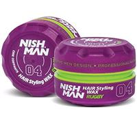 NISHMAN Cera de Peinado para Hombres 04 - Rugby 150g - Aroma Escobar - Acabado de Brillo Natural - Fijación Fuerte - Gel para el Cabello Aqua Wax - Control y Definición Duraderos