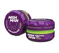 NISHMAN Cera de Peinado para Hombres 04 - Rugby 150g - Aroma Escobar - Acabado de Brillo Natural - Fijación Fuerte - Gel para el Cabello Aqua Wax - Control y Definición Duraderos