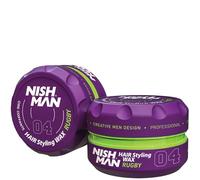 NISHMAN Cera de Peinado para Hombres 04 - Rugby 150g - Aroma Escobar - Acabado de Brillo Natural - Fijación Fuerte - Gel para el Cabello Aqua Wax - Control y Definición Duraderos