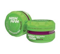 NISHMAN Cera de Peinado para Hombres 05 - Keratina 150g - Aroma a Frutos del Bosque - Acabado de Brillo Natural - Fijación Fuerte - Gel para el Cabello Aqua Wax - Control y Definición Duraderos