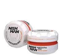 NISHMAN Cera de Peinado para Hombres 06 - Mystic Gummy 150g - Aroma a Durazno - Acabado de Brillo Natural - Fijación Fuerte - Gel para el Cabello Aqua Wax - Control y Definición Duraderos