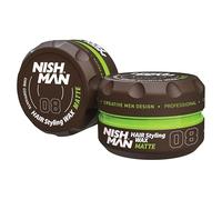 NISHMAN Cera de Peinado para Hombres 08 - Matte 150g - Aroma a Vainilla - Acabado Mate Natural - Fijación Fuerte - Arcilla para el Cabello Aqua Wax - Control y Definición Duraderos