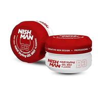 NISHMAN Cera Gel Aqua para Hombres B3 - Flaming 150g - Aroma a Mango - Acabado de Brillo Natural - Fijación Ultra Fuerte - Control y Definición Duraderos