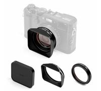 NiSi Juego de filtros UV para Fuji FUJIFILM X100VI / X100V / X100T / X100S / X100F / X100 Serie Incluye Filtro UV con Anillo Adaptador de 49 mm, Parasol Rectangular y Tapa de Objetivo (Negro)