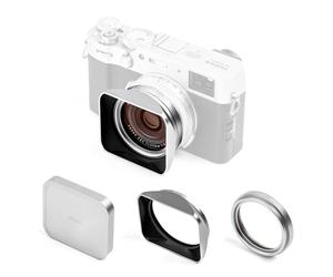 NiSi Juego de filtros UV para Fuji FUJIFILM X100VI / X100V / X100T / X100S / X100F / X100 Serie Incluye Filtro UV con Anillo Adaptador de 49 mm, Parasol Rectangular y Tapa de Objetivo (Plata)
