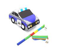 Nislai® Piñata Auto de policia Set | Ideal para la Fiesta de policia o Bombero | Regalo piñata | piñata de cumpleaños | Fiestas Infantiles | Incl. Palo y Antifaz | tamaño Aprox. 44x23x20 cm