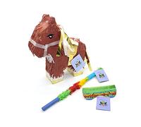 Nislai® Piñata Caballo Set | Ideal para la Fiesta de caballo o animales | Regalo piñata | piñata de cumpleaños | Fiestas Infantiles | Incl. Palo y Antifaz | tamaño Aprox. 44x33x10 cm