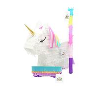 Nislai® Piñata Unicornio Set | Ideal para la Fiesta de cumpleaños | Bodas | Despedida de Soltera o para Jugar a la piñata | Incl. Palo y Antifaz | Approx. 43x33x10 cm