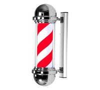 NISMIA Montaje en Pared Ahorrar energía Poste barbero, led Poste de barbero Rayas Luminoso, Rojo Blanco Azul Giratorio Barber Pole,Plata,Red White