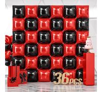 NISOCY 36 globos cuadrados de papel de aluminio rojo y negro para telón de fondo de pared de doble cara, kit de arco de globos rojos y negros para cumpleaños, día de San Valentín, Halloween