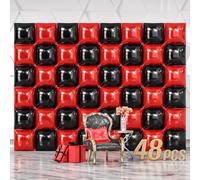 NISOCY 48 globos cuadrados de papel de aluminio rojo y negro para telón de fondo de pared de doble cara, kit de arco de globos rojos y negros para cumpleaños, día de San Valentín, Halloween