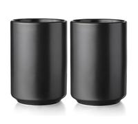 Nisone Juego de 2 tazas de cerámica sin asas de 240 ml en negro, tazas de té y café para té verde y café