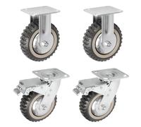 Nisorpa 4 ruedas giratorias de 150 mm con freno, giratorias 360°, ruedas de transporte, ruedas de goma maciza, capacidad de carga 1000 kg - (2 ruedas fijas, 2 ruedas de freno)