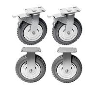 Nisorpa 4 ruedas giratorias para cargas pesadas de 200 mm, ruedas con freno, giratorias 360°, ruedas de transporte con rosca, capacidad de carga de 900 kg (2 ruedas fijas, 2 ruedas de freno)