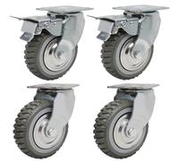 Nisorpa 4 ruedas para cargas pesadas de 150 mm, con freno, giratorias 360°, ruedas de transporte, ruedas de goma maciza, capacidad de carga 1000 kg - (2 ruedas giratorias, 2 ruedas de freno)