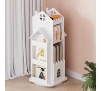 Nisorpa Estantería giratoria para niños con forma de casa, estantería blanca para niños, estantería de pie para niños, estantería giratoria para habitación de niños